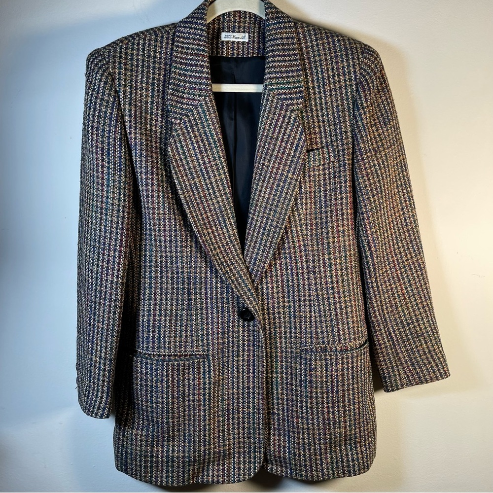 Vintage woven silk multi color oversized blazer by Doncaster size 8